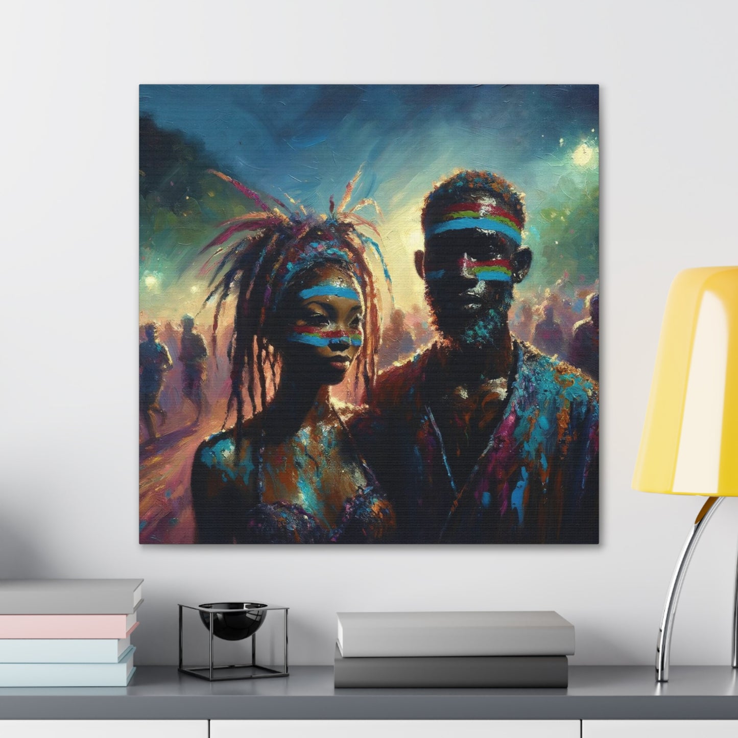 Art Print of Jouvert Morning, Afro-Caribbean Couple#2, Oil Finish, West Indian Ethnicity, Cultural, Heritage, Canvas Gallery Wraps