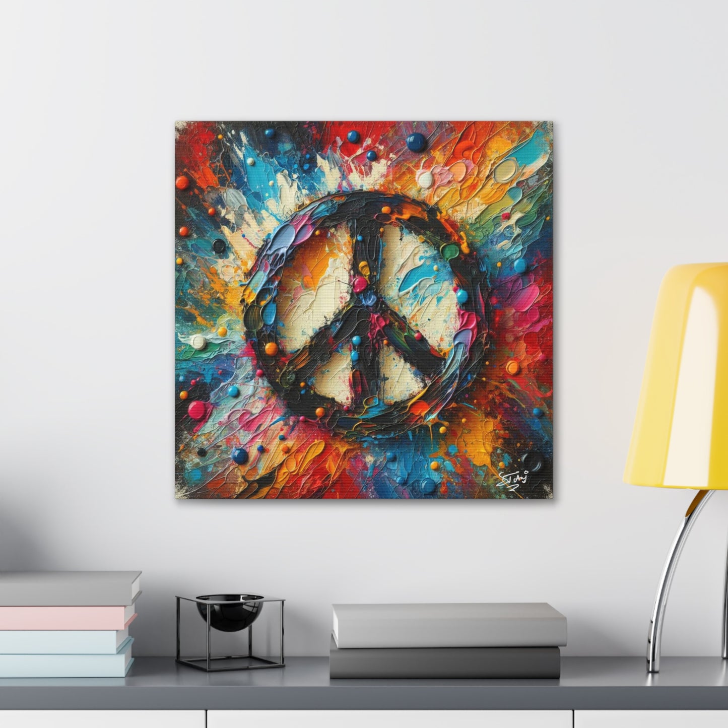 Art Print, "Peace" Oil Finish, Abstract, One Love, West Indian Ethnicity, Cultural, Heritage, Semi-Abstract, Canvas Gallery Wrap