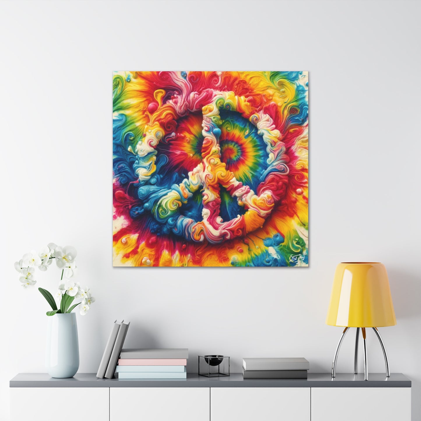 Art Print, "Peace," Oil Finish, Unity, One Love, Semi-Abstract, Canvas Gallery Wrap