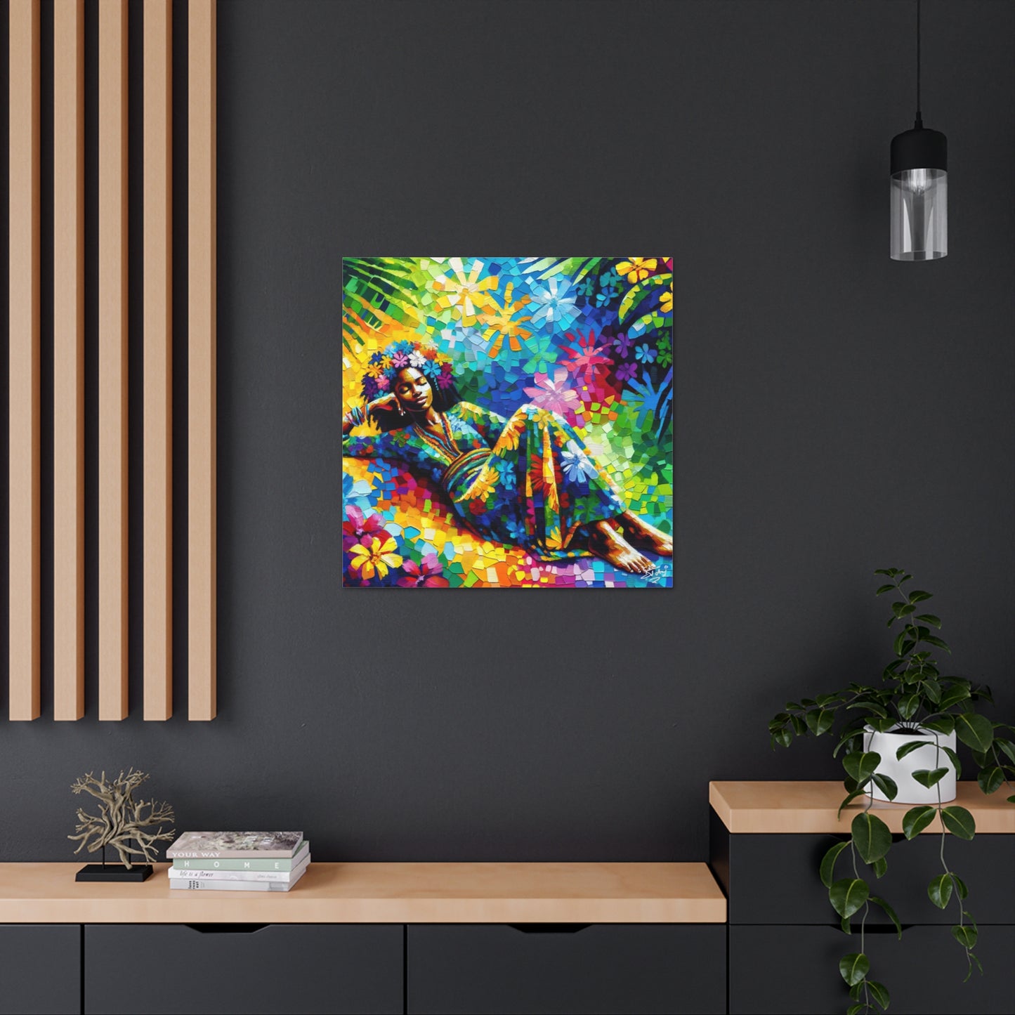 Art Print, Afro-Caribbean Woman, Oil Finish, West Indian Ethnicity, Cultural, Heritage, Semi-Abstract, Canvas Gallery Wrap