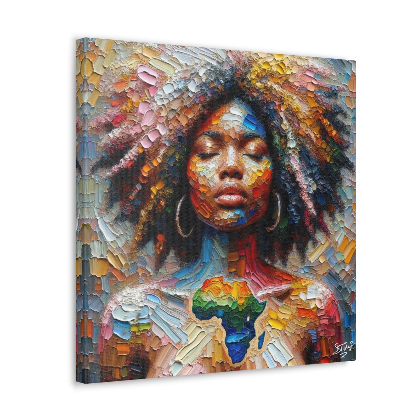 Art Print, "Mother Africa" Oil Finish, West Indian Ethnicity, Cultural, Heritage, Abstract, Canvas Gallery Wrap