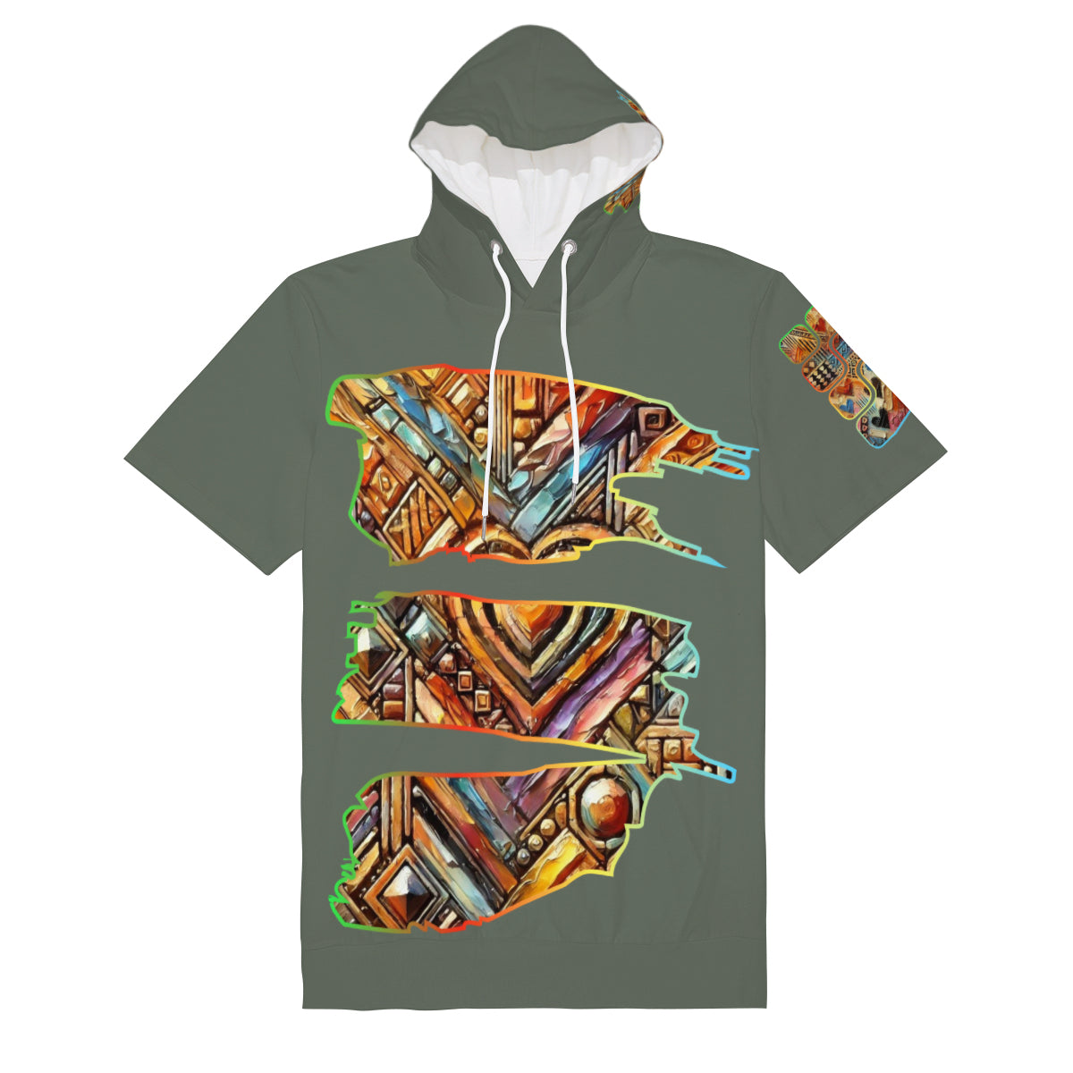 Men’s Cotton Hooded T-Shirt "African Abstract Print"