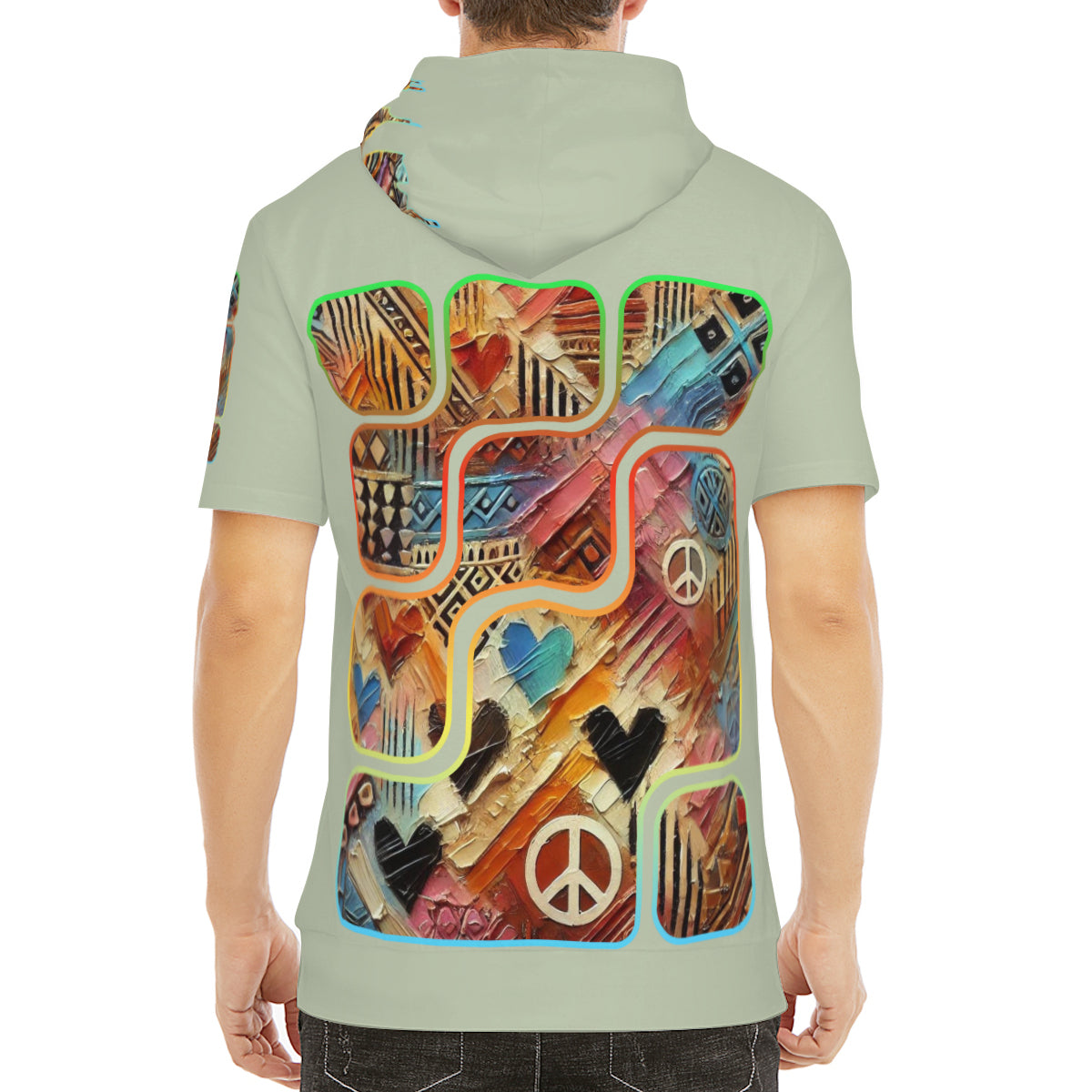 Men’s Cotton Hooded T-Shirt "African Abstract Print"