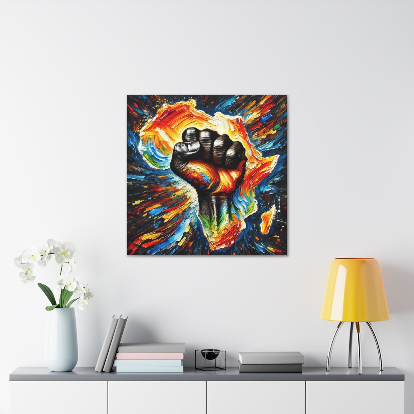 Art Print, "African Unity" Oil Finish, Abstract, One Love, West Indian Ethnicity, Cultural, Heritage, Semi-Abstract, Canvas Gallery Wrap