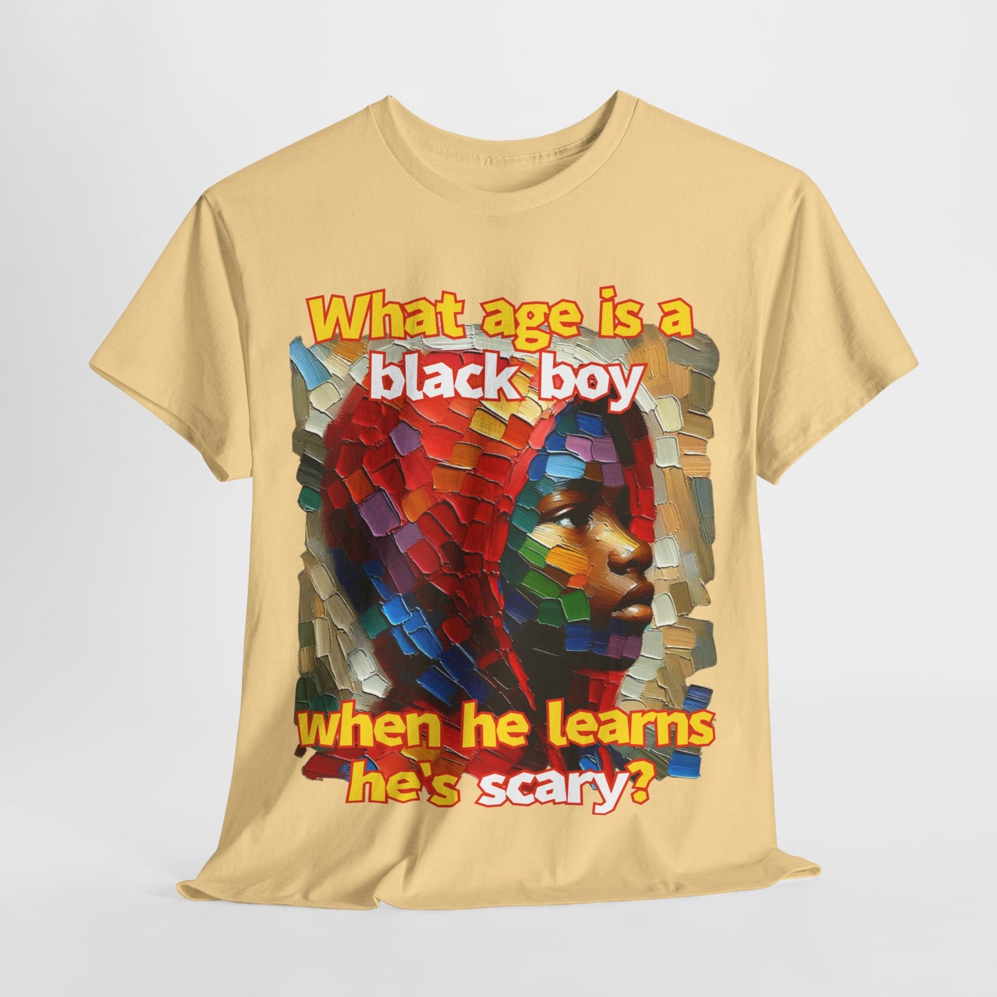 Unisex Heavy Cotton Tee, "What Age is a Black Boy..."