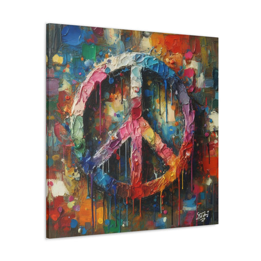 Art Print, "Peace" Oil Finish, Abstract, One Love, West Indian Ethnicity, Cultural, Heritage, Semi-Abstract, Canvas Gallery Wrap