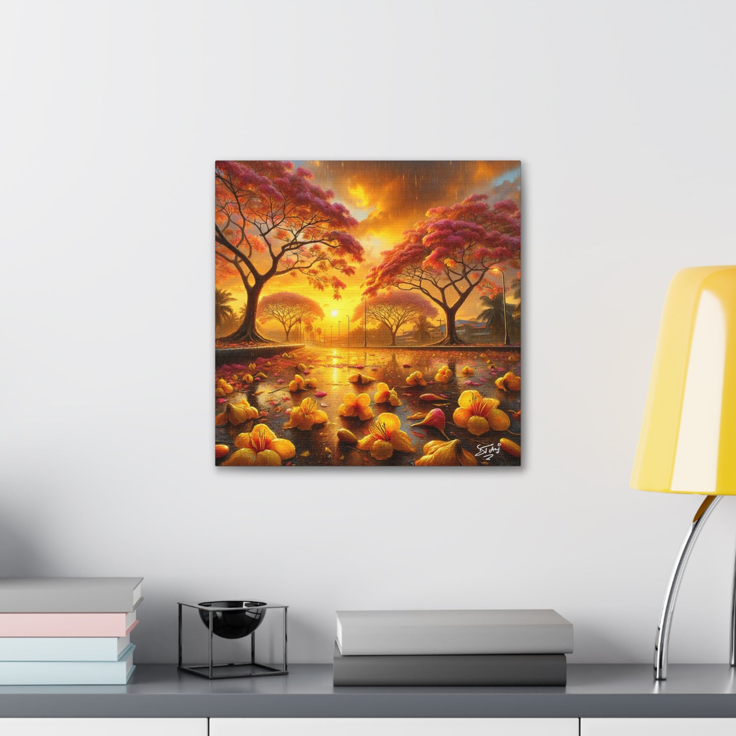 Print#3 of Poui Trees, Rainy Sunset in the Caribbean, Canvas Gallery Wraps