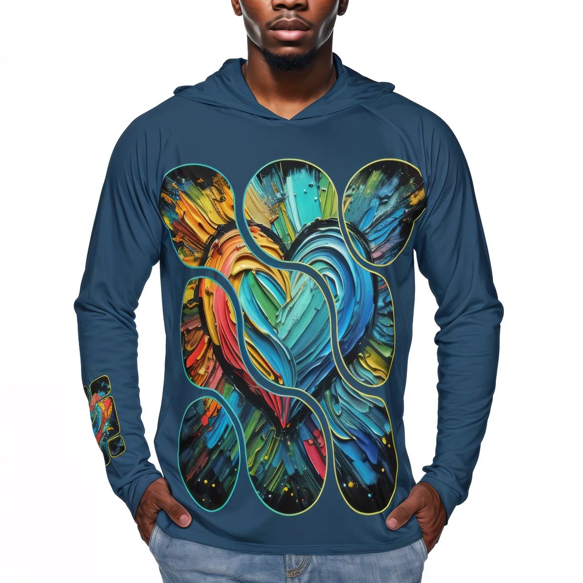 Men's Sun Protection Long Sleeve Hoodie | "Love Print"