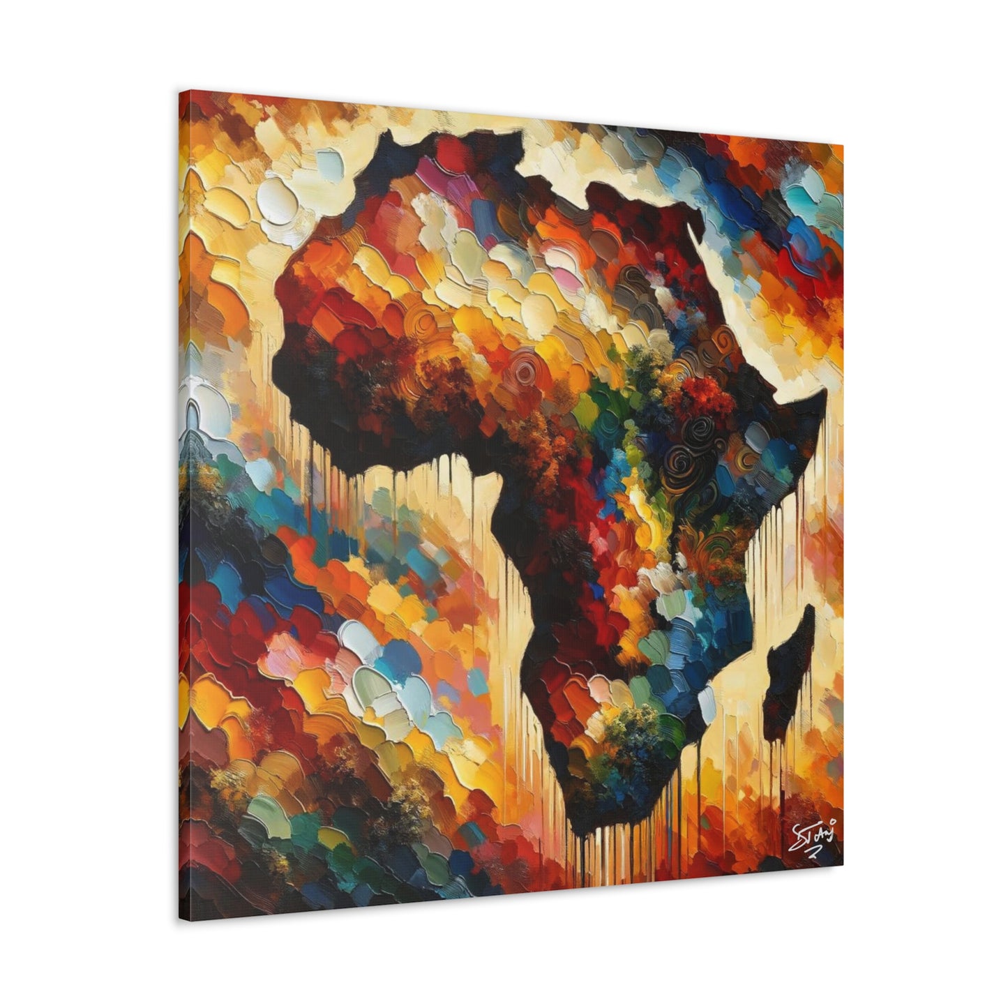 Art Print, "Africa" Oil Finish, West Indian Ethnicity, Cultural, Heritage, Abstract, Canvas Gallery Wrap