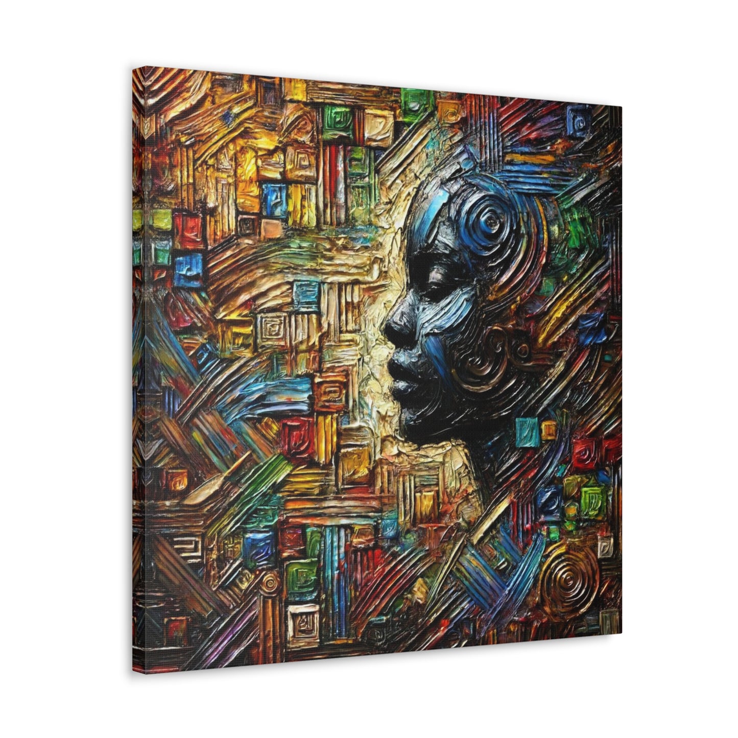 Art Print, African Print, Black Power, Silhouette, Abstract Oil Finish, Unity, One Love, Canvas Gallery Wrap