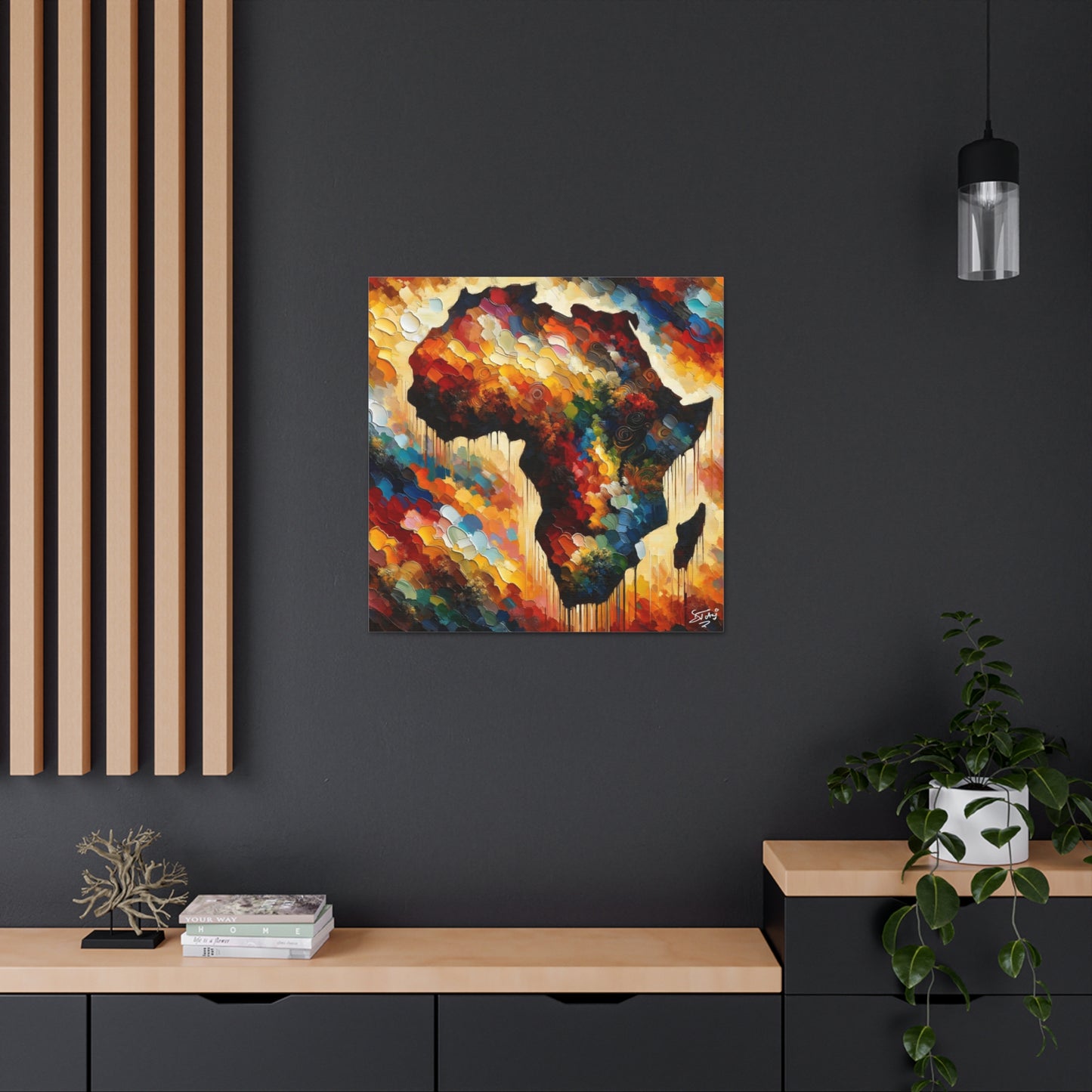 Art Print, "Africa" Oil Finish, West Indian Ethnicity, Cultural, Heritage, Abstract, Canvas Gallery Wrap