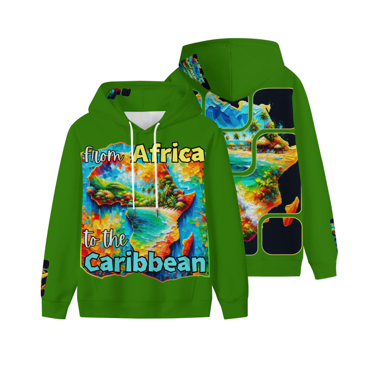 Men’s Plush Fleece Lined Hoodie "From Africa to the Caribbean"