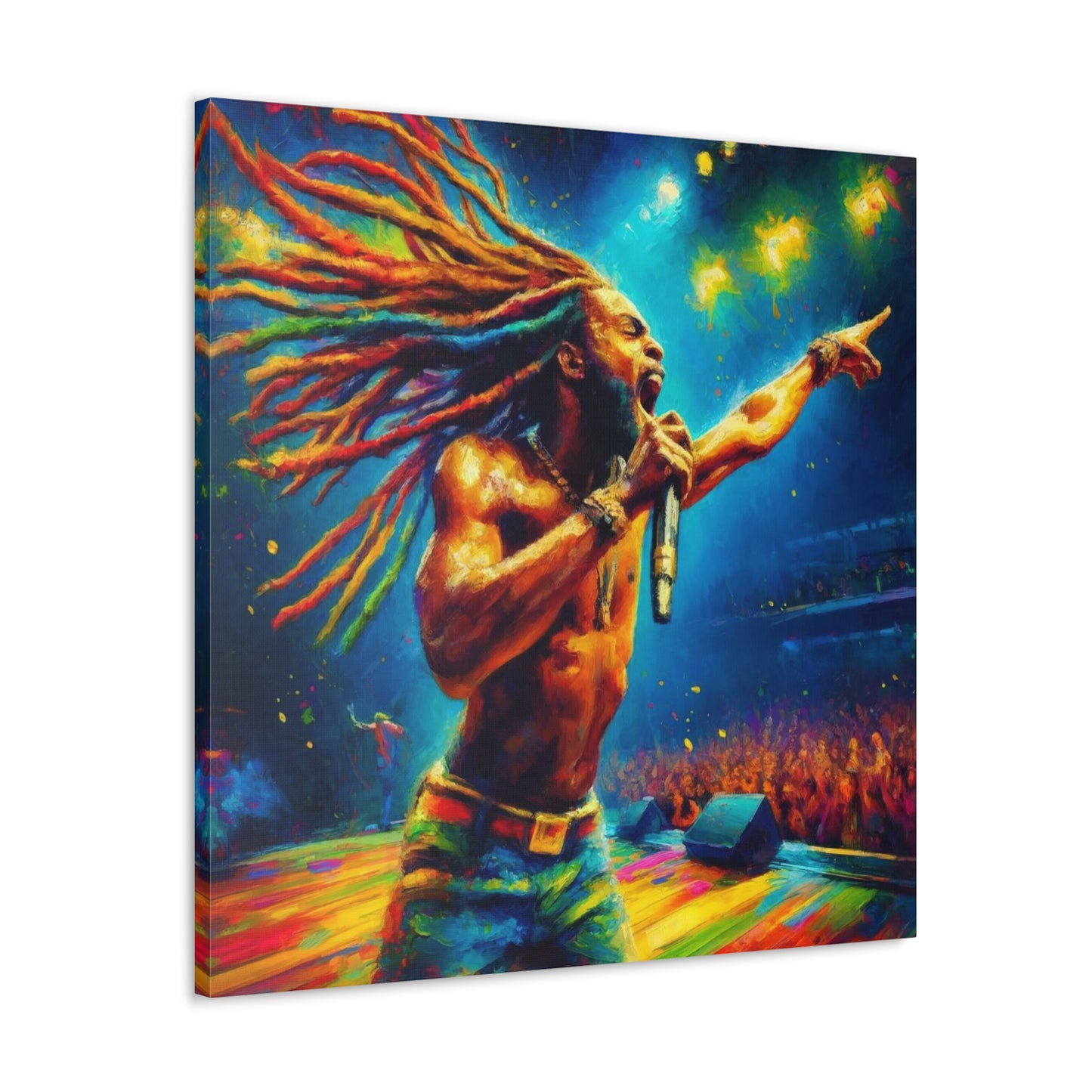 Art Print, Soca Artist, Oil Finish, West Indian Ethnicity, Cultural, Heritage, Semi-Abstract, Canvas Gallery Wrap