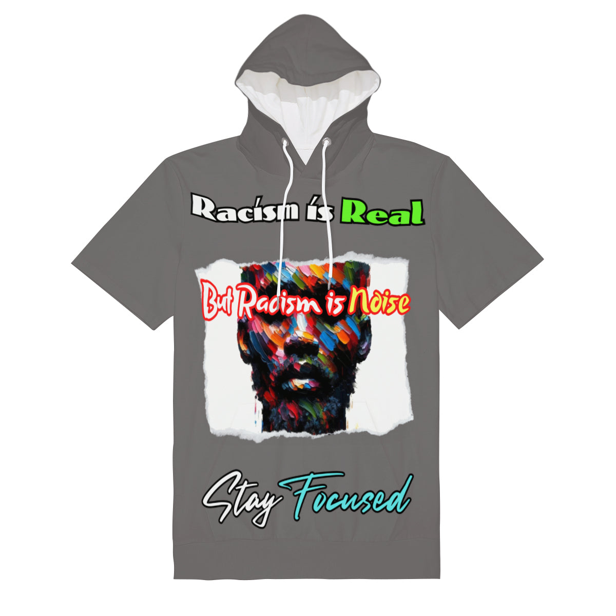 Men’s Cotton Hooded T-Shirt "Racism is Real"