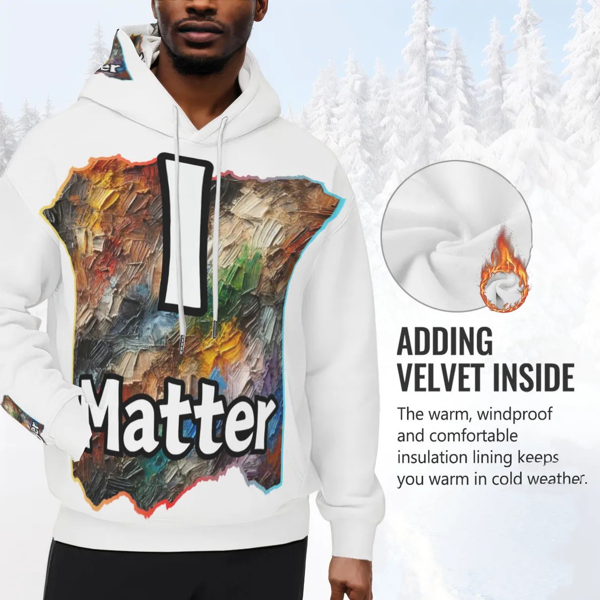 Men’s Plush Fleece Lined Hoodie "I Matter, You Matter"