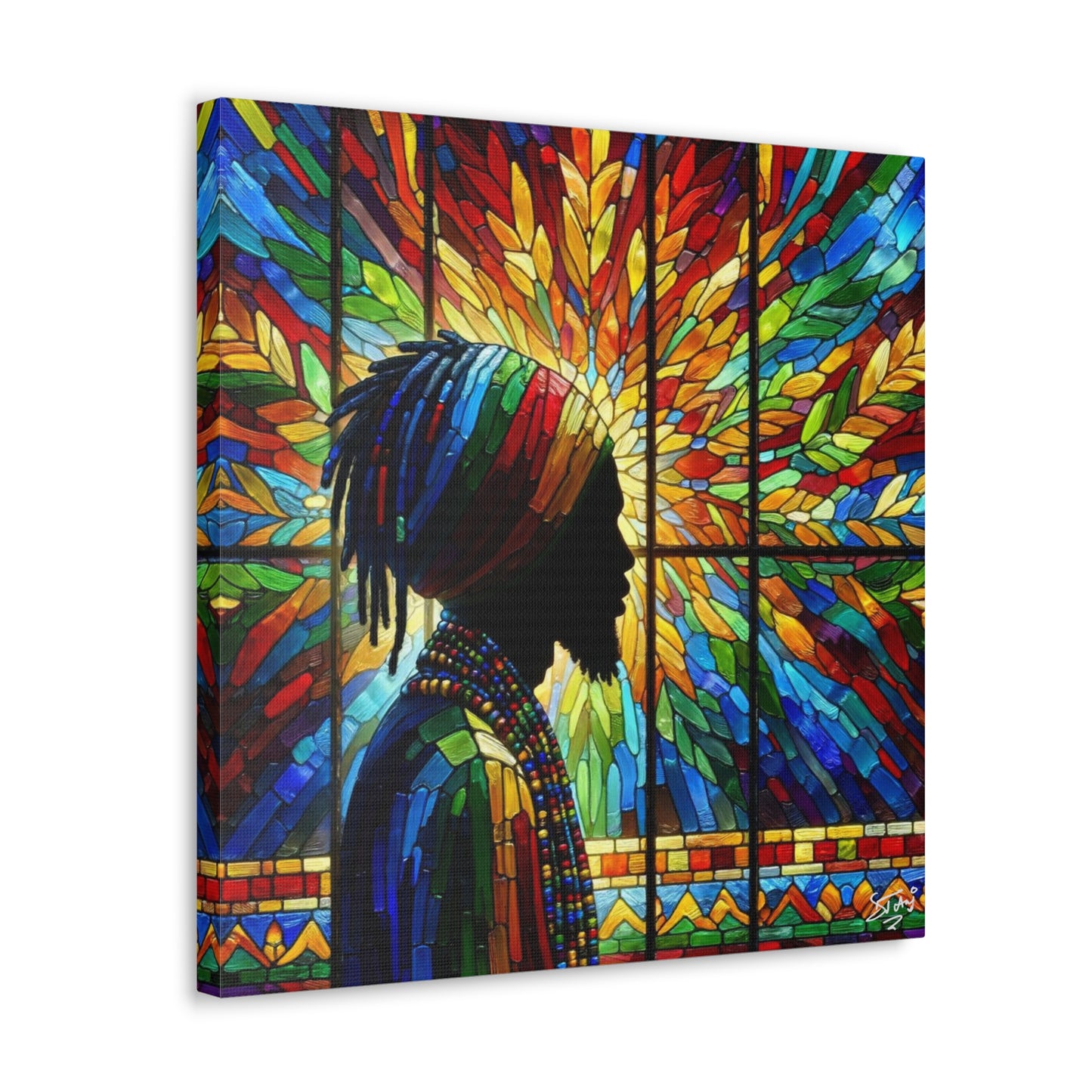 Art Print, Dreadlocks-Caribbean Man, Silhouette, Oil Finish, West Indian Ethnicity, Cultural, Heritage, Semi-Abstract, Canvas Gallery Wrap