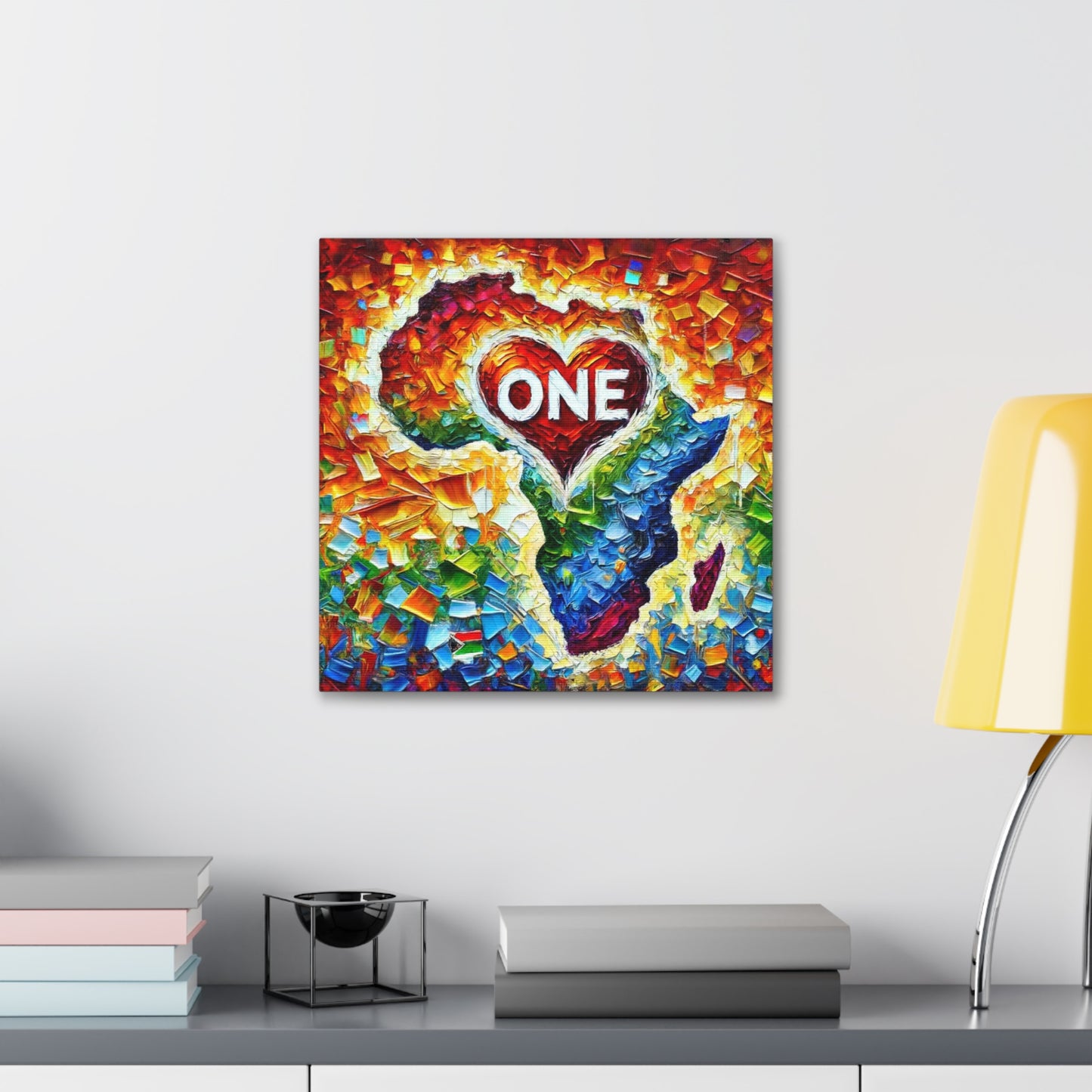 Art Print, "One Love" Oil Finish, Abstract, African Unity, Ethnicity, Cultural, Heritage, Semi-Abstract, Canvas Gallery Wrap