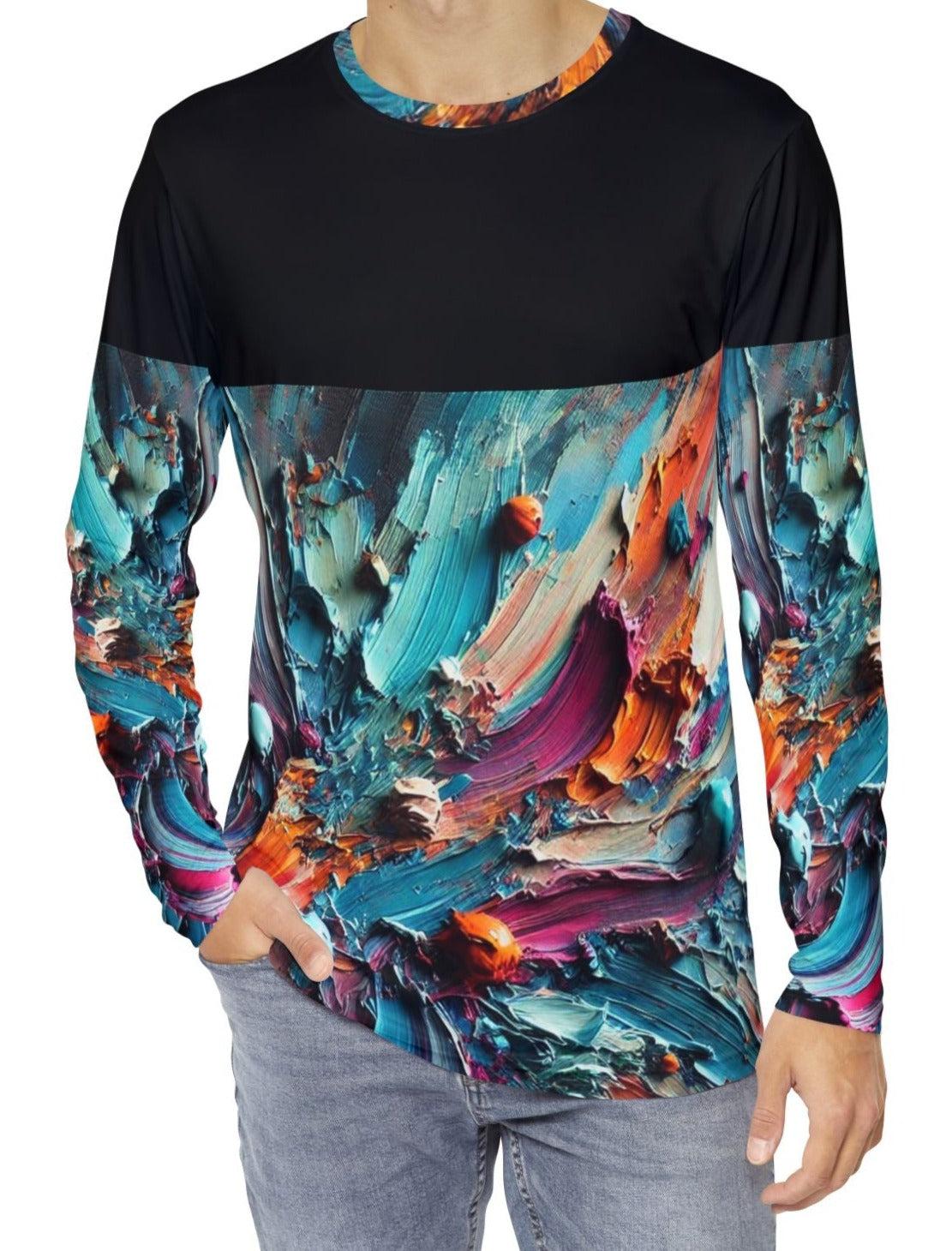 Men's Brushed Polyester Long Sleeve Shirt (AOP) Abstract Paint Print