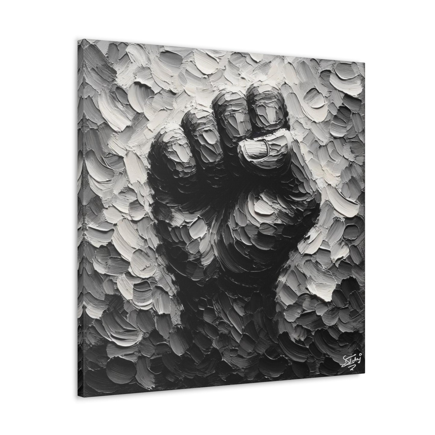 Art Print, Black Hand, Black Power, Oil Finish, Unity, One Love, Semi-Abstract, Canvas Gallery Wrap