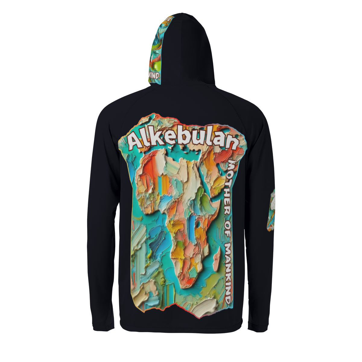 Men's Sun Protection Long Sleeve Hoodie "Alkebulan, The Mother of Mankind"