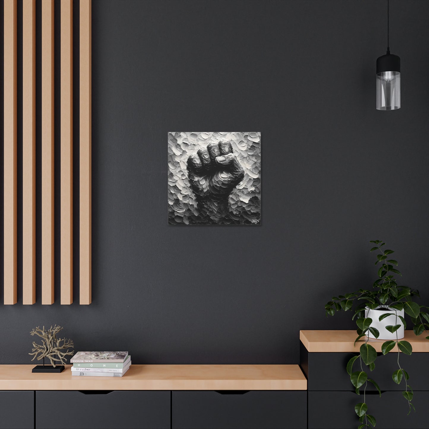 Art Print, Black Hand, Black Power, Oil Finish, Unity, One Love, Semi-Abstract, Canvas Gallery Wrap