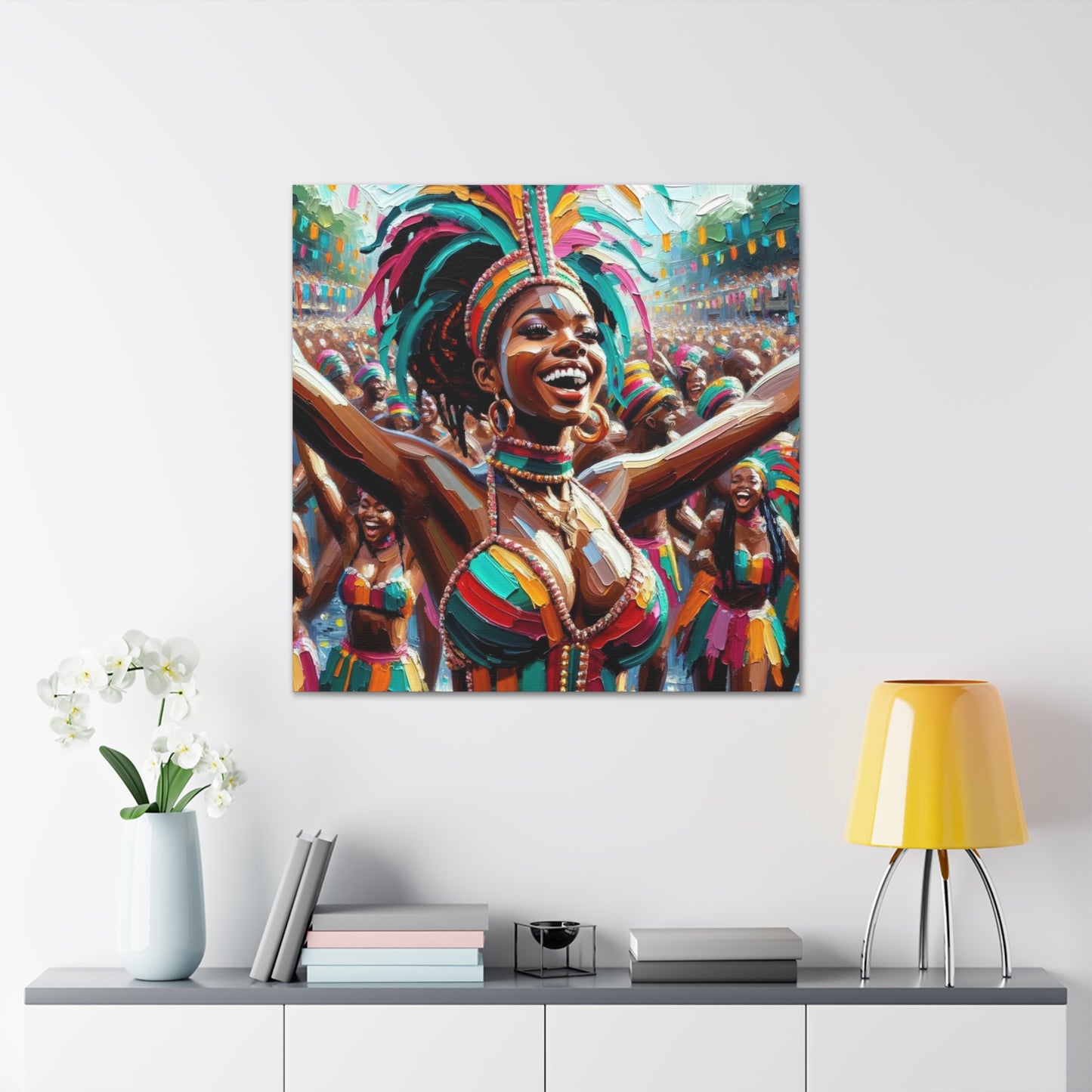 Art Print#2 of Trini Masquerader, Carnival, Oil Finish, West Indian Ethnicity, Cultural, Heritage, Art, Black Woman, Canvas Gallery Wraps