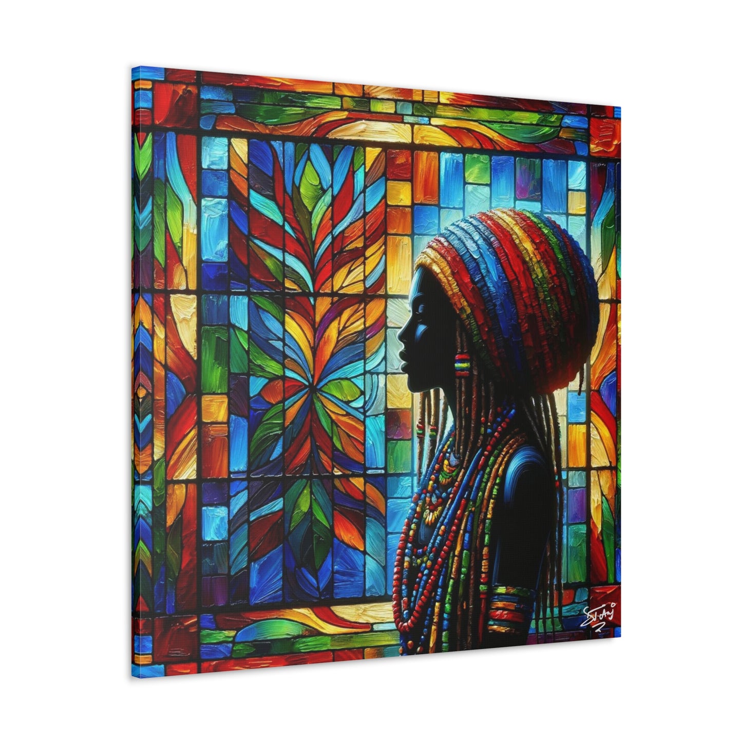 Art Print, Afro-Caribbean Woman, Oil Finish, West Indian Ethnicity, Cultural, Heritage, Semi-Abstract, Canvas Gallery Wrap