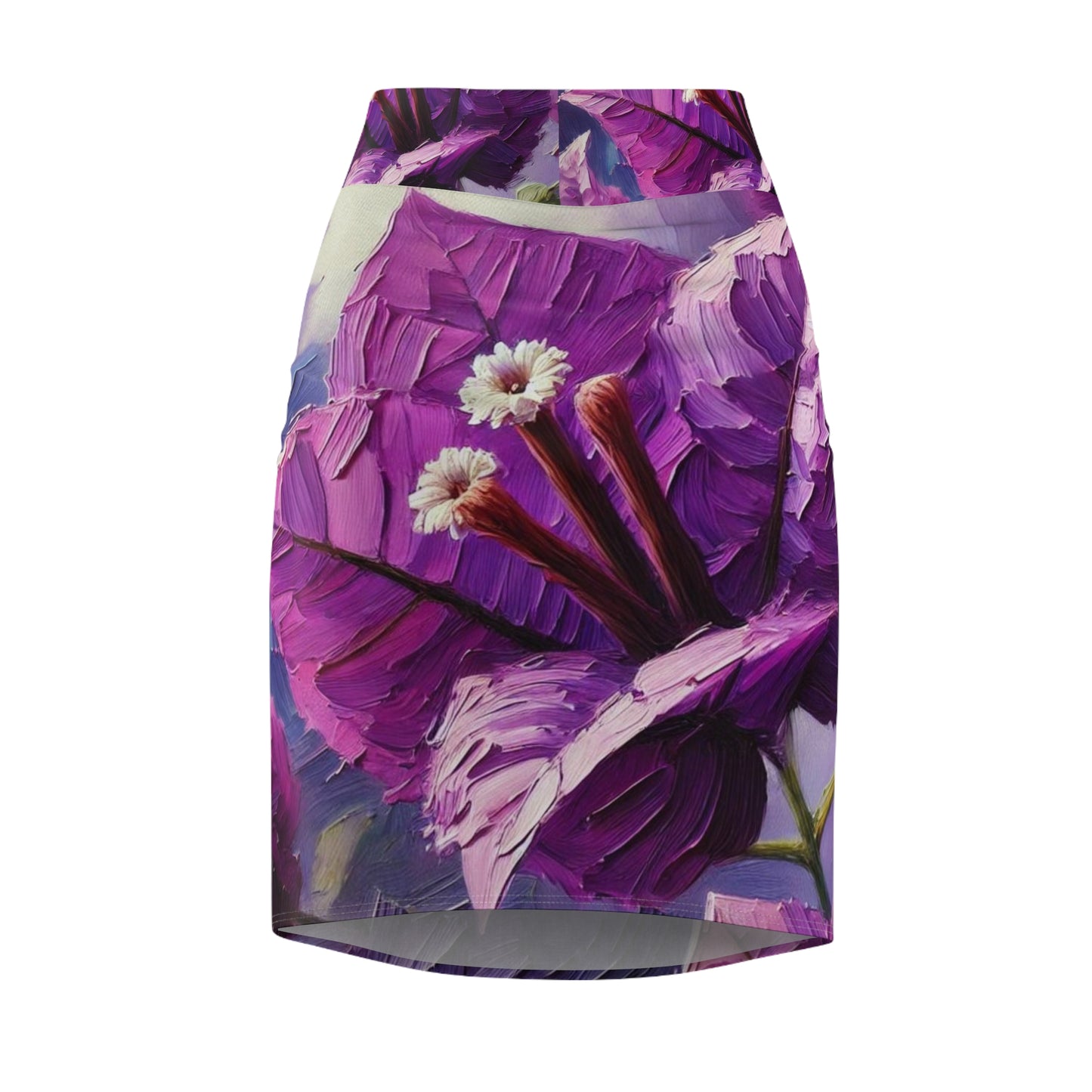 Women's Pencil Skirt (AOP) Purple Bougainvillea Print