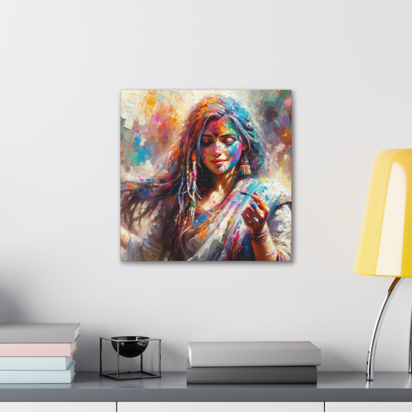 Art Print, Indo-Caribbean Woman, "Phagwa" Oil Finish, West Indian Ethnicity, Cultural, Heritage, Canvas Gallery Wrap