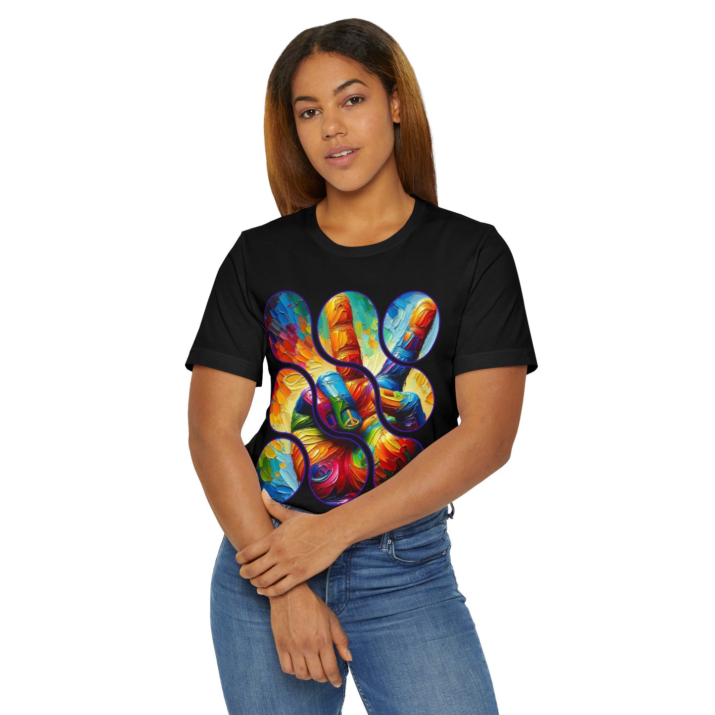 Unisex Jersey T-Shirt, "Peace" One World, Self-Love, Anti-Racism, One Love, Unity, Inclusion, Diversity, Immigrant Outsiders, Cultural Identity, Black Excellence Empowerment, Inspiration