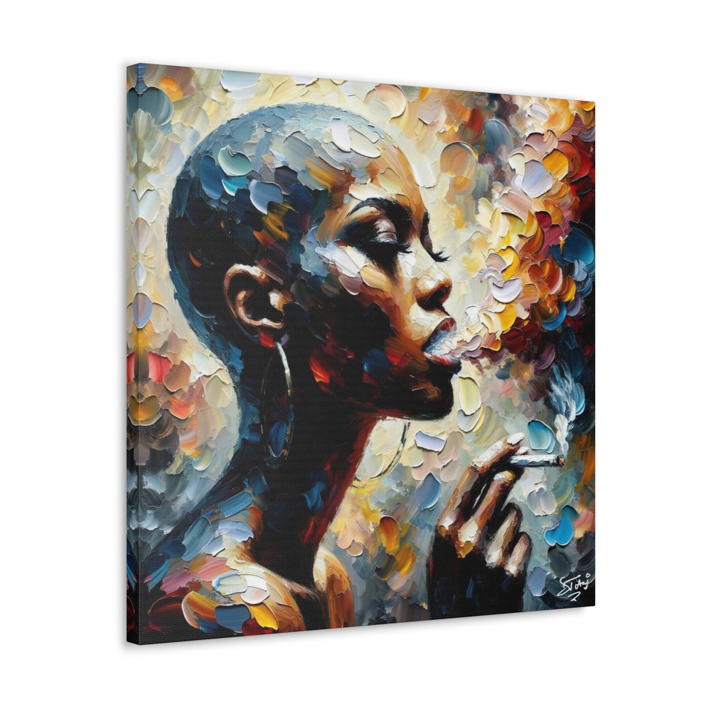 Art Print, Afro-Caribbean Woman, "Confident" Oil Finish, West Indian Ethnicity, Cultural, Heritage, Abstract, Canvas Gallery Wrap