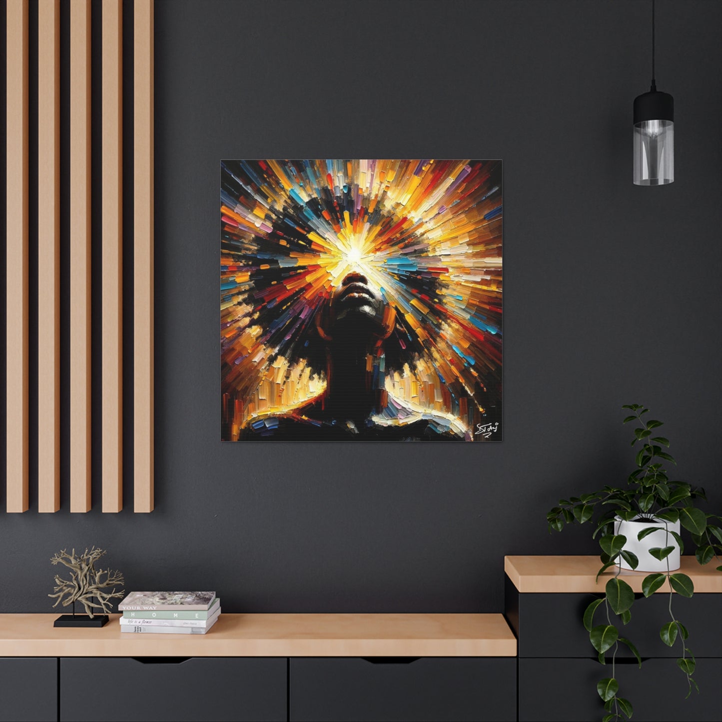 Art Print, Afro-Caribbean Woman, "Too Bright to See" Oil Finish, West Indian Ethnicity, Cultural, Heritage, Abstract, Canvas Gallery Wrap