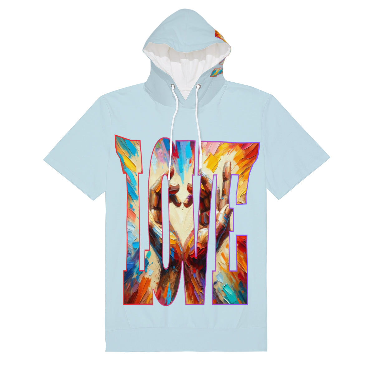 Men’s Cotton Hooded T-Shirt "Love Each Other"