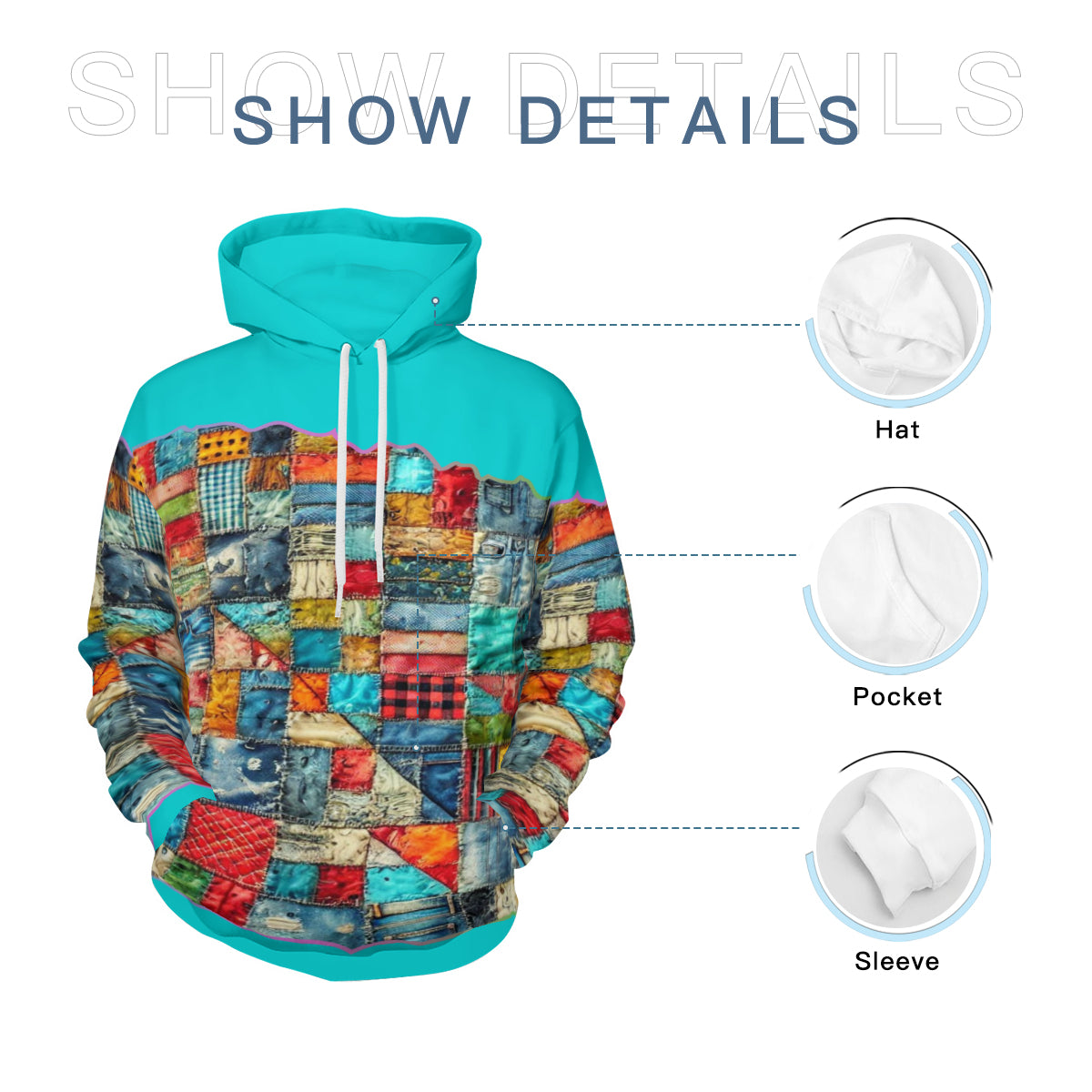 Men’s Adult Hoodie Set with Double-Layer Hood "Patchwork Print"