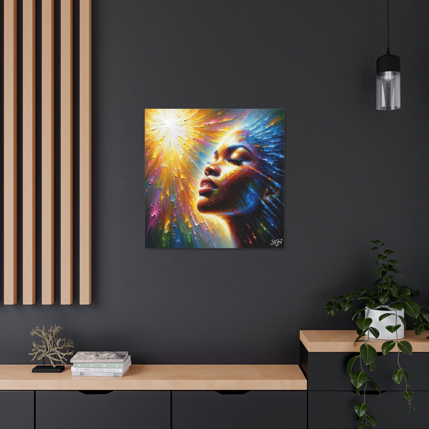 Art Print, Afro-Caribbean Woman, "Seeing the Light" Oil Finish, West Indian Ethnicity, Cultural, Heritage, Abstract, Canvas Gallery Wrap