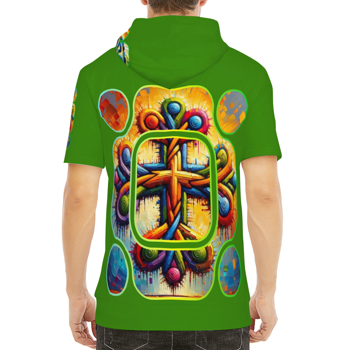 Men’s Cotton Hooded T-Shirt "Unity Abstract Print"