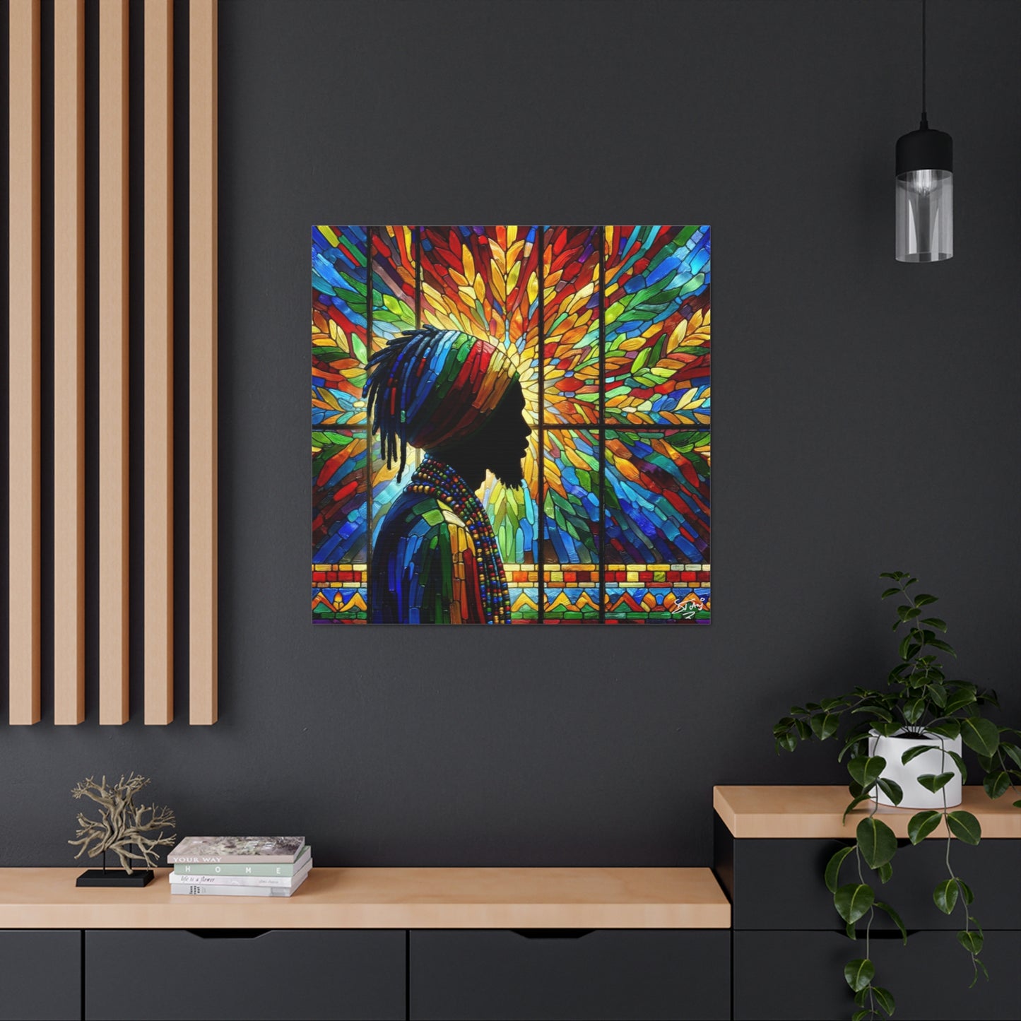 Art Print, Dreadlocks-Caribbean Man, Silhouette, Oil Finish, West Indian Ethnicity, Cultural, Heritage, Semi-Abstract, Canvas Gallery Wrap