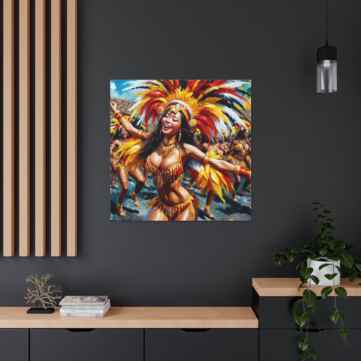 Art Print#7 of Trini Masquerader, Carnival, Oil Finish, West Indian Ethnicity, Cultural, Heritage, Art, Black Woman, Canvas Gallery Wraps