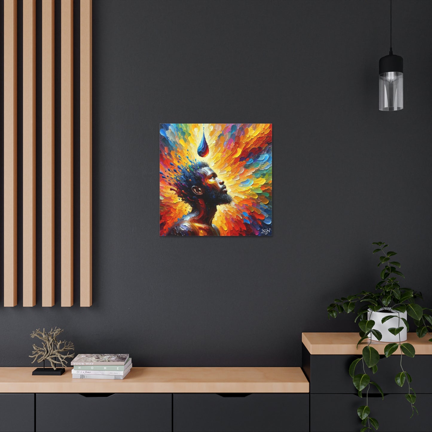 Art Print, Afro-Caribbean Man, "One Drop" Oil Finish, West Indian Ethnicity, Cultural, Heritage, Abstract, Canvas Gallery Wrap