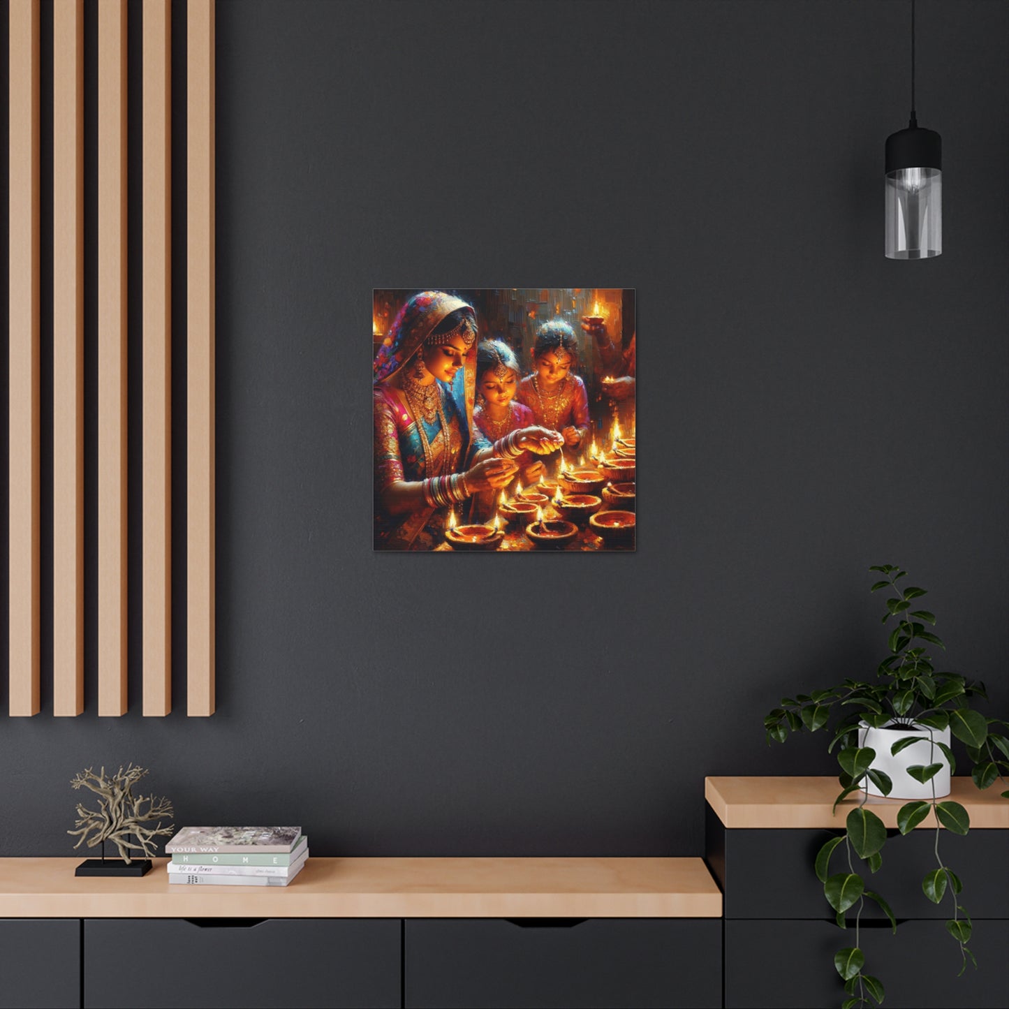 Art Print of Divali/Diwali Celebrations, Indo-Trinidadian, Oil Finish, West Indian Ethnicity, Cultural, Heritage, Canvas Gallery Wraps