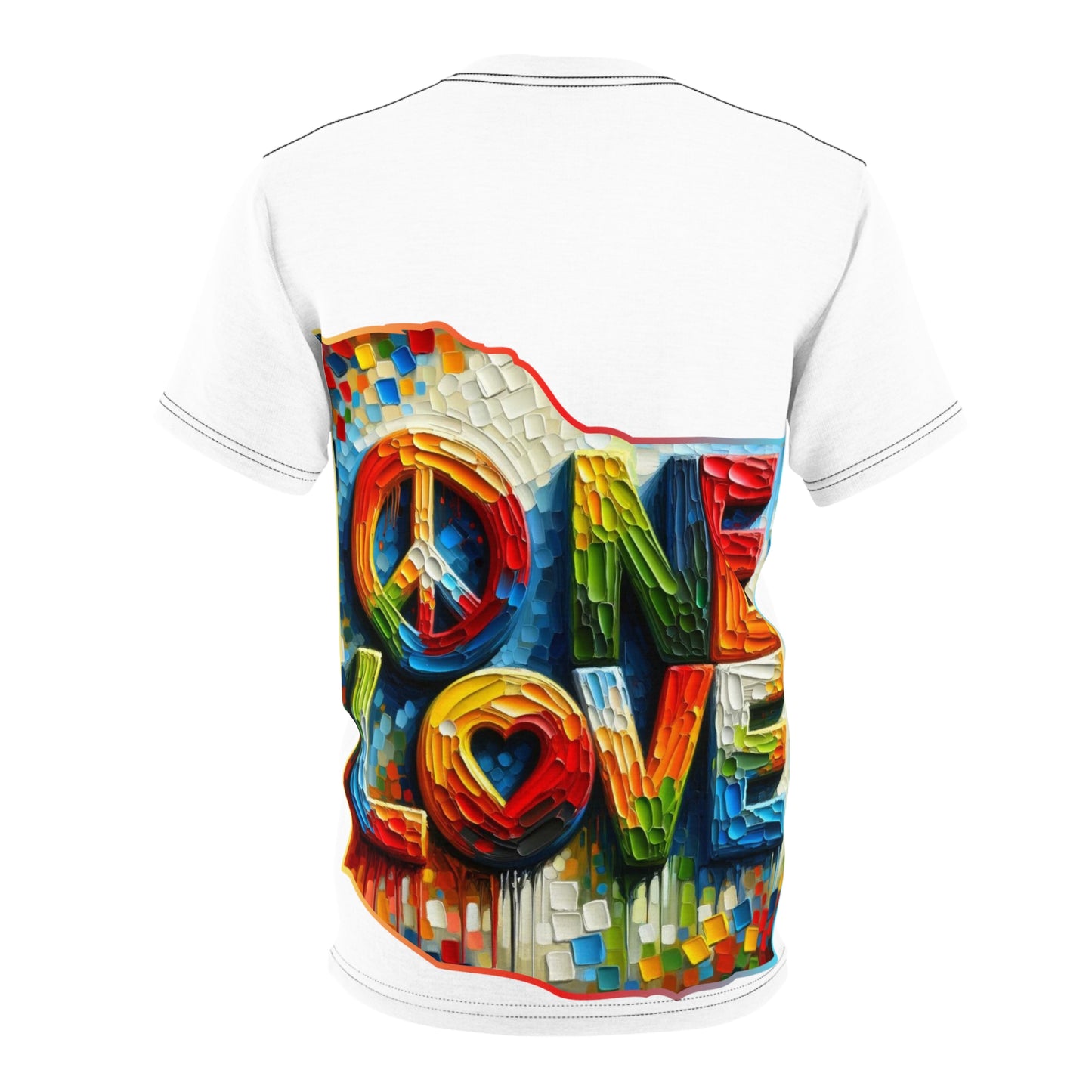 Unisex Cut & Sew Tee (AOP), "One Love"