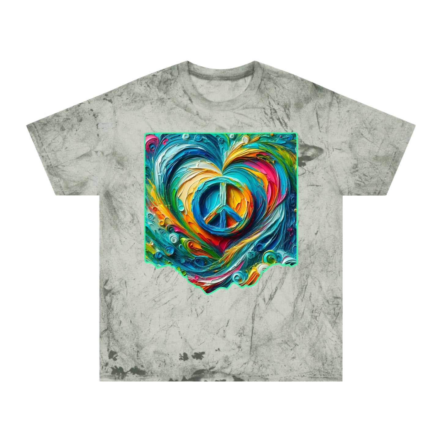 Unisex Color Blast T-Shirt "Peace & Love" One World, Self-Love, Anti-Racism, One Love, Unity, Inclusion, Diversity, Immigrant Outsiders, Cultural Identity, Black Excellence Empowerment Inspiration, FashionWithPurpose, ConsciousClothing