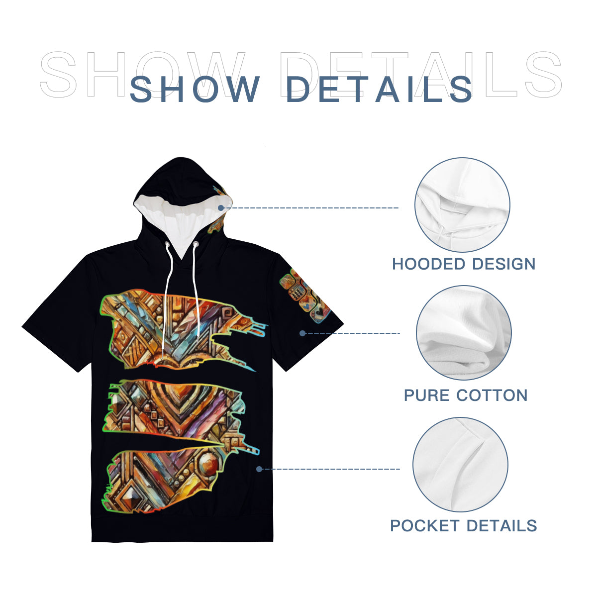 Men’s Cotton Hooded T-Shirt "African Abstract Print"