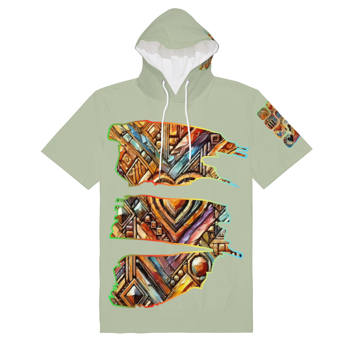 Men’s Cotton Hooded T-Shirt "African Abstract Print"