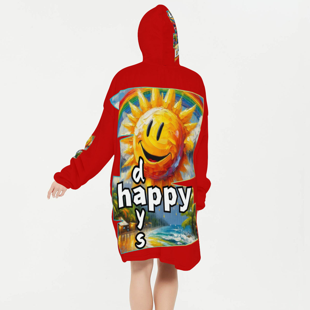 Flannel Sleeper Blanket Hoodie | "Love Life, Happy Days"