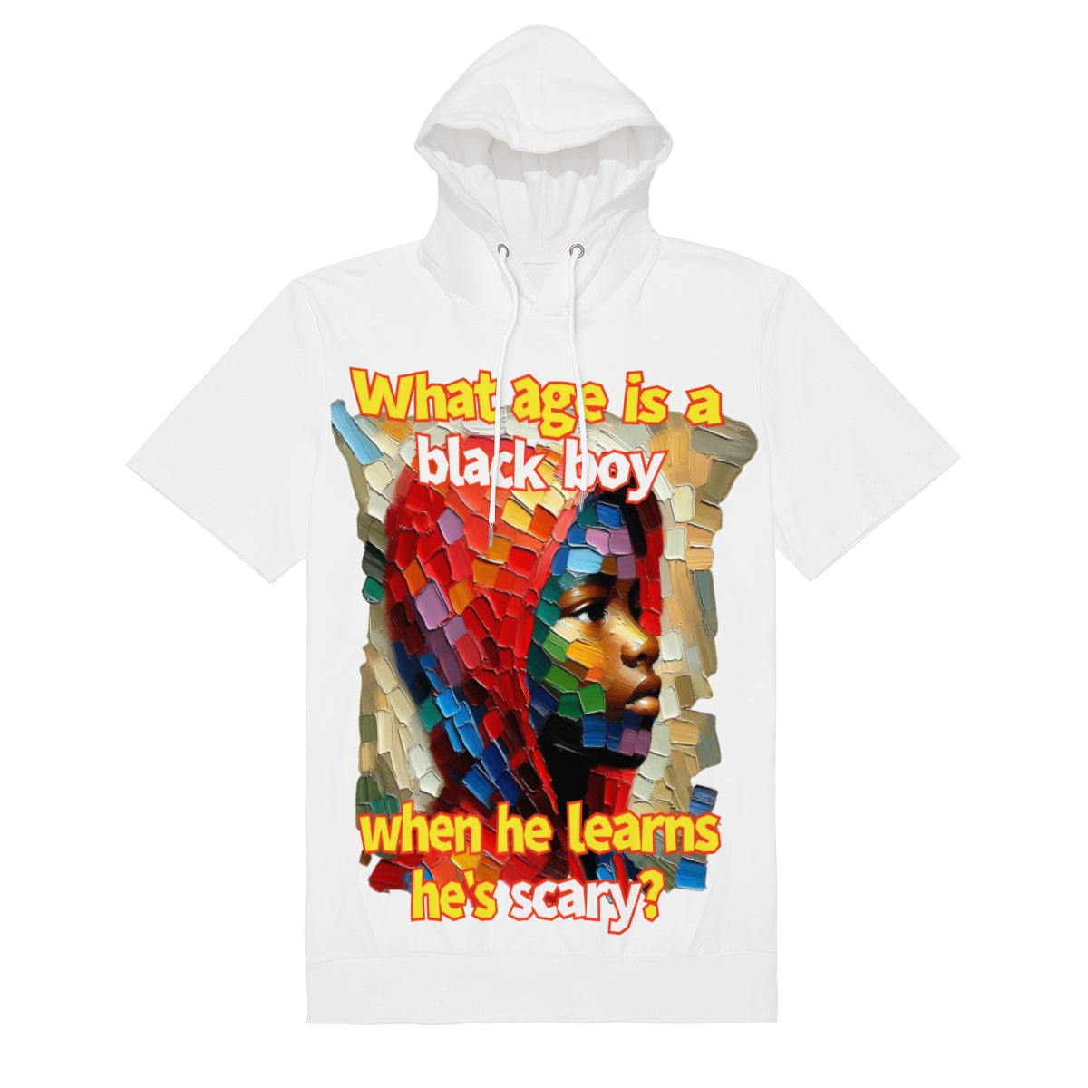 Men’s Cotton Hooded T-Shirt "What Age Is a Black Boy..."