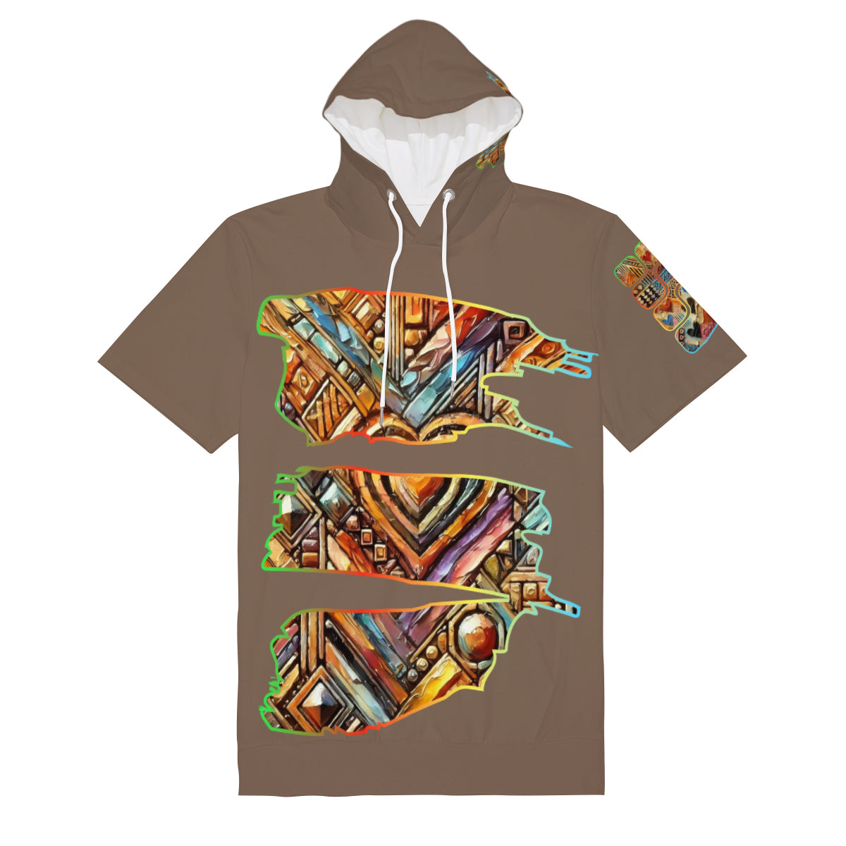 Men’s Cotton Hooded T-Shirt "African Abstract Print"