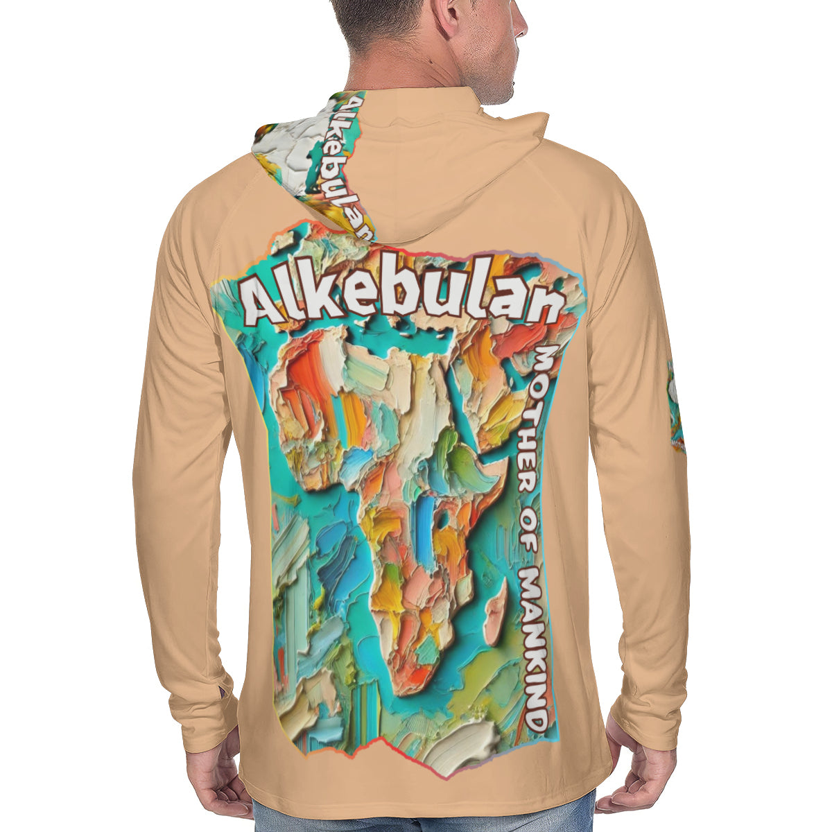 Men's Sun Protection Long Sleeve Hoodie "Alkebulan, The Mother of Mankind"