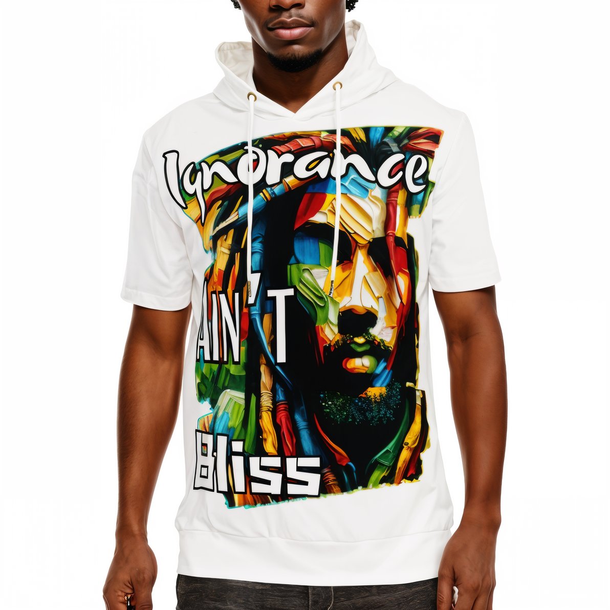 Men’s Cotton Hooded T-Shirt "Ignorance Ain't Bliss"