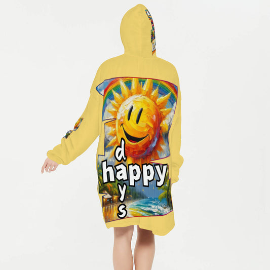 Flannel Sleeper Blanket Hoodie | "Love Life, Happy Days"